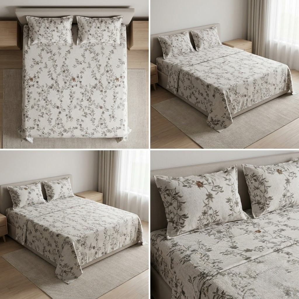 🌿 Soft Rib Cotton Bedsheet | King Size 108 x 108 | Product Code :- 55B99RKEH