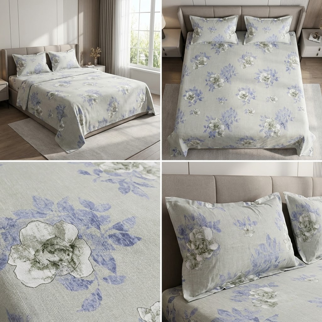 🌿 Soft Rib Cotton Bedsheet | King Size 108 x 108 | Product Code :- 55B99RKEH