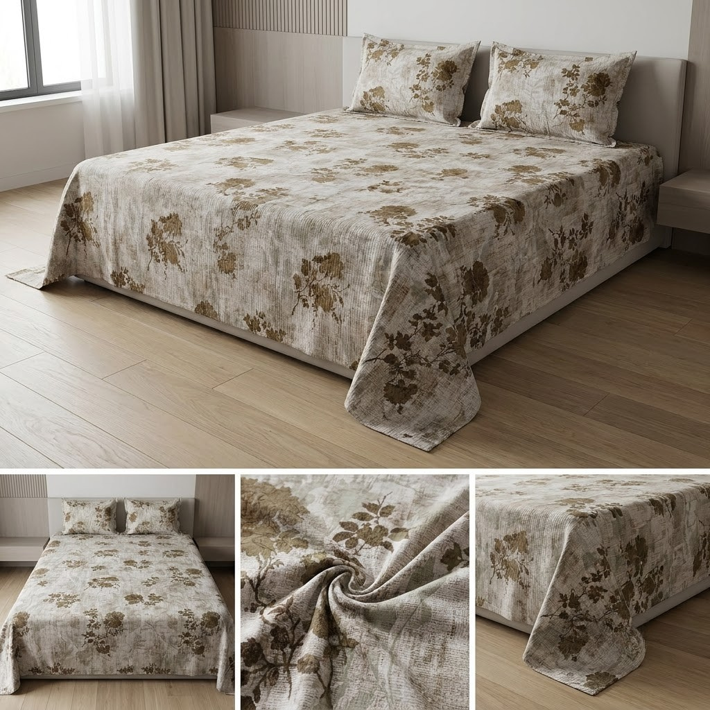 🌿 Soft Rib Cotton Bedsheet | King Size 108 x 108 | Product Code :- 55B99RKEH