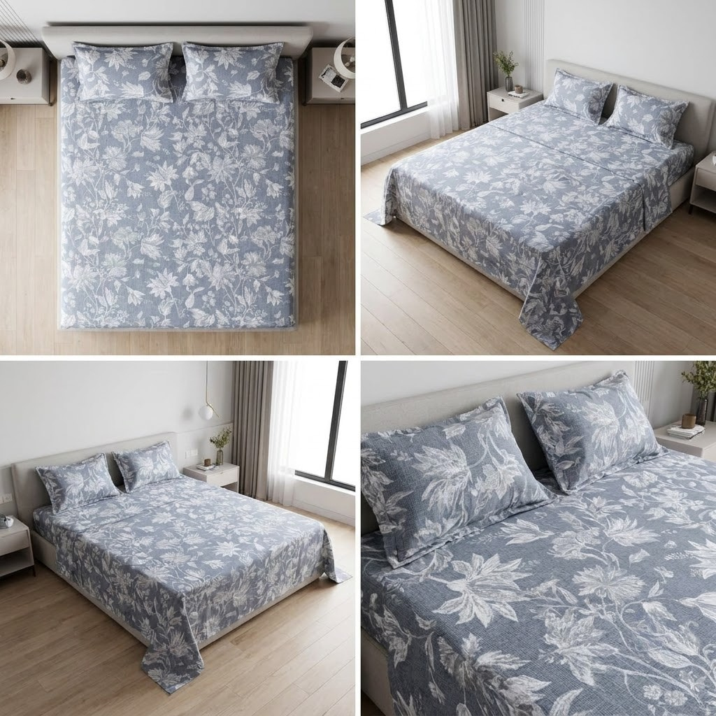 🌿 Soft Rib Cotton Bedsheet | King Size 108 x 108 | Product Code :- 55B99RKEH