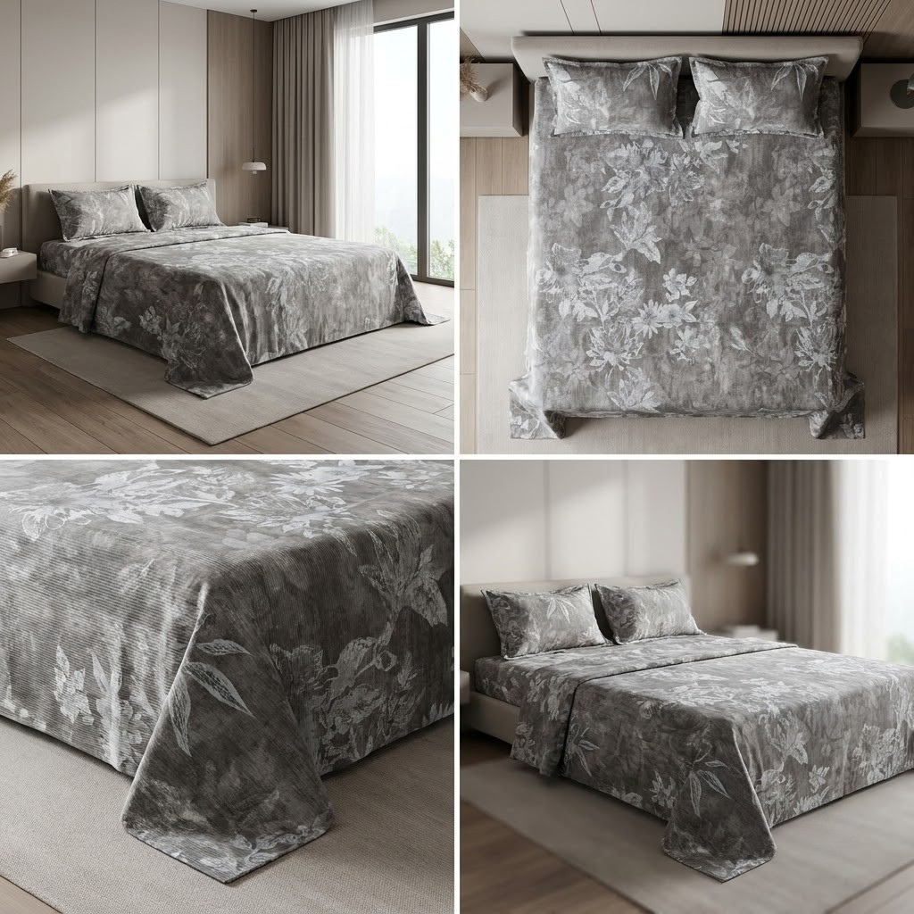 🌿 Soft Rib Cotton Bedsheet | King Size 108 x 108 | Product Code :- 55B99RKEH