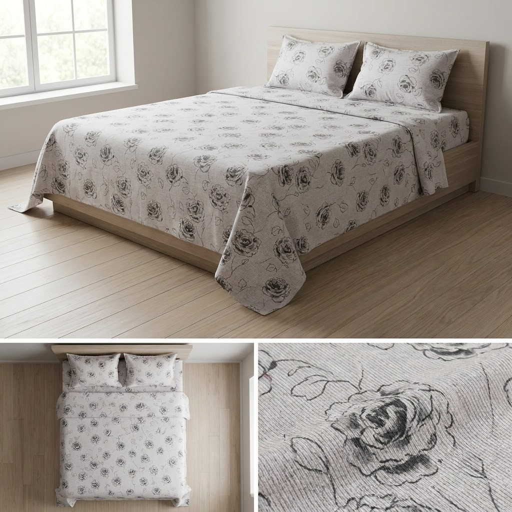 🌿 Soft Rib Cotton Bedsheet | King Size 108 x 108 | Product Code :- 55B99RKEH