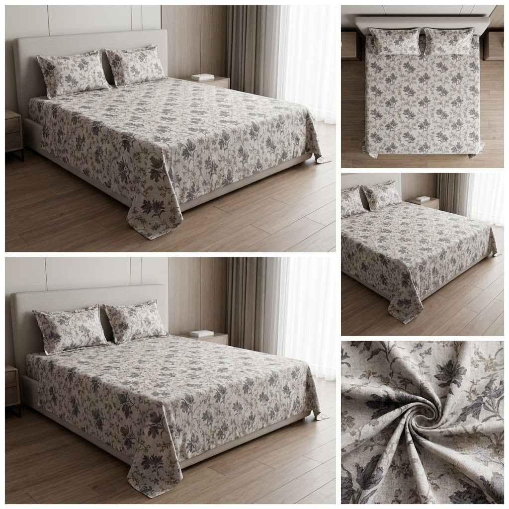 🌿 Soft Rib Cotton Bedsheet | King Size 108 x 108 | Product Code :- 55B99RKEH