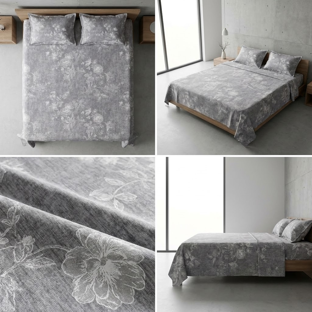 🌿 Soft Rib Cotton Bedsheet | King Size 108 x 108 | Product Code :- 55B99RKEH