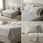 Bamboo Fabric 450 TC King Size Bedsheet with 2 Designer Border Pillow Covers Pure Cotton | Product Code :- 55B135RKEH