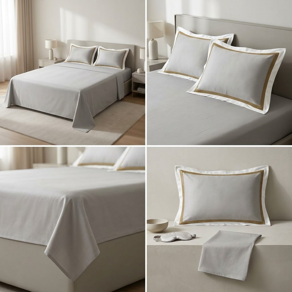 Bamboo Fabric 450 TC King Size Bedsheet with 2 Designer Border Pillow Covers Pure Cotton | Product Code :- 55B135RKEH