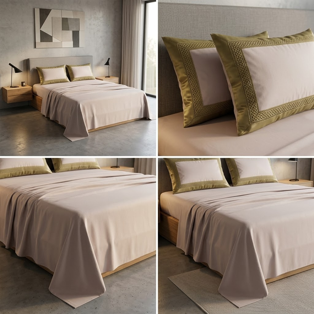 Bamboo Fabric 450 TC King Size Bedsheet with 2 Designer Border Pillow Covers Pure Cotton | Product Code :- 55B135RKEH