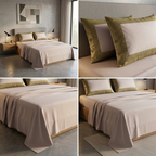 Bamboo Fabric 450 TC King Size Bedsheet with 2 Designer Border Pillow Covers Pure Cotton | Product Code :- 55B135RKEH