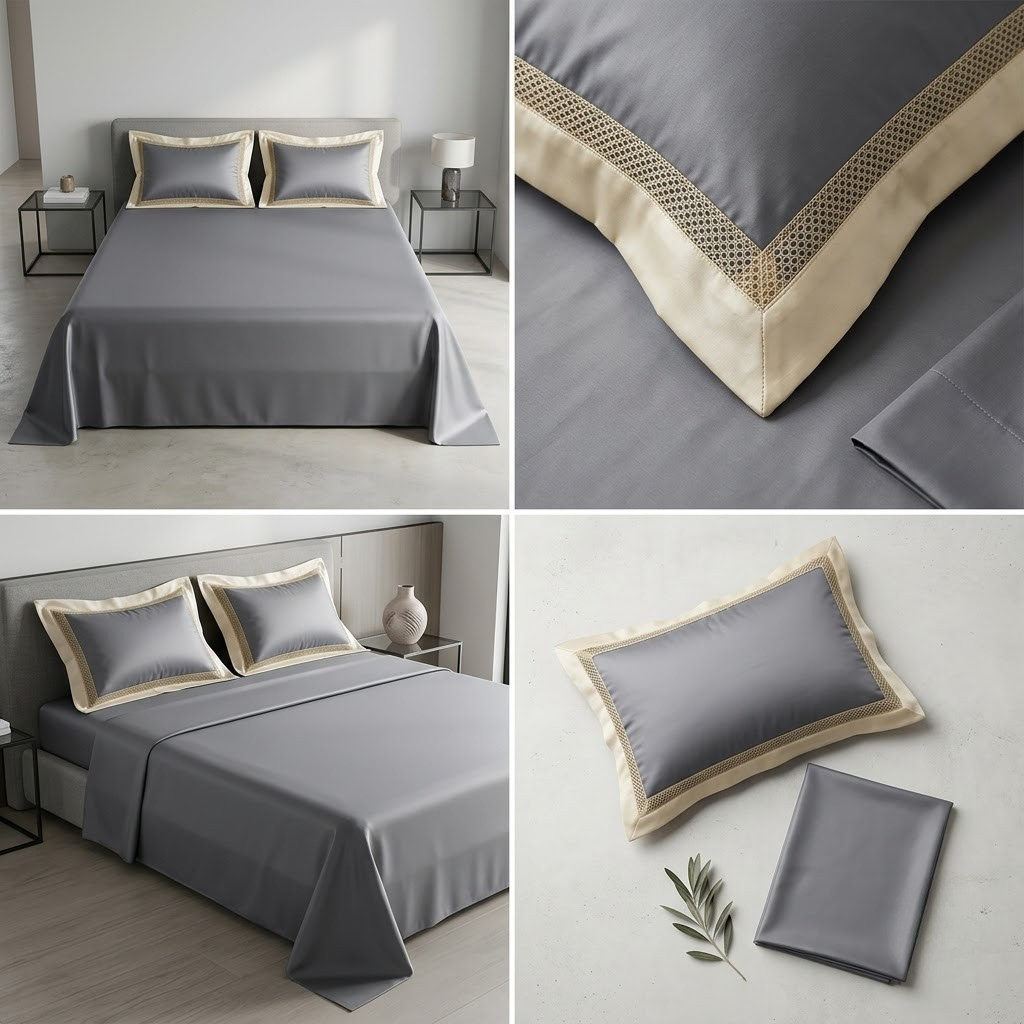 Bamboo Fabric 450 TC King Size Bedsheet with 2 Designer Border Pillow Covers Pure Cotton | Product Code :- 55B135RKEH