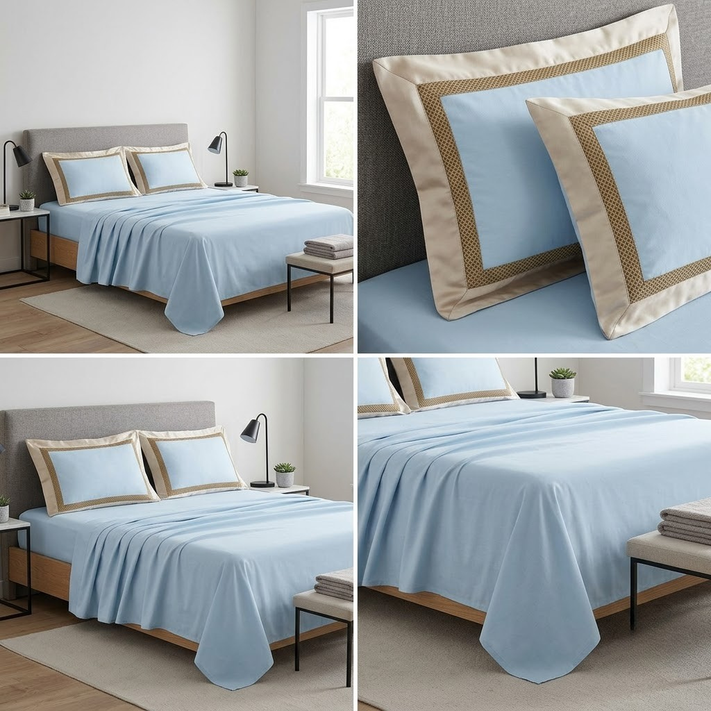 Bamboo Fabric 450 TC King Size Bedsheet with 2 Designer Border Pillow Covers Pure Cotton | Product Code :- 55B135RKEH
