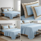 Bamboo Fabric 450 TC King Size Bedsheet with 2 Designer Border Pillow Covers Pure Cotton | Product Code :- 55B135RKEH