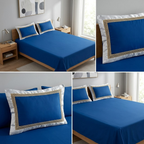 Bamboo Fabric 450 TC King Size Bedsheet with 2 Designer Border Pillow Covers Pure Cotton | Product Code :- 55B135RKEH