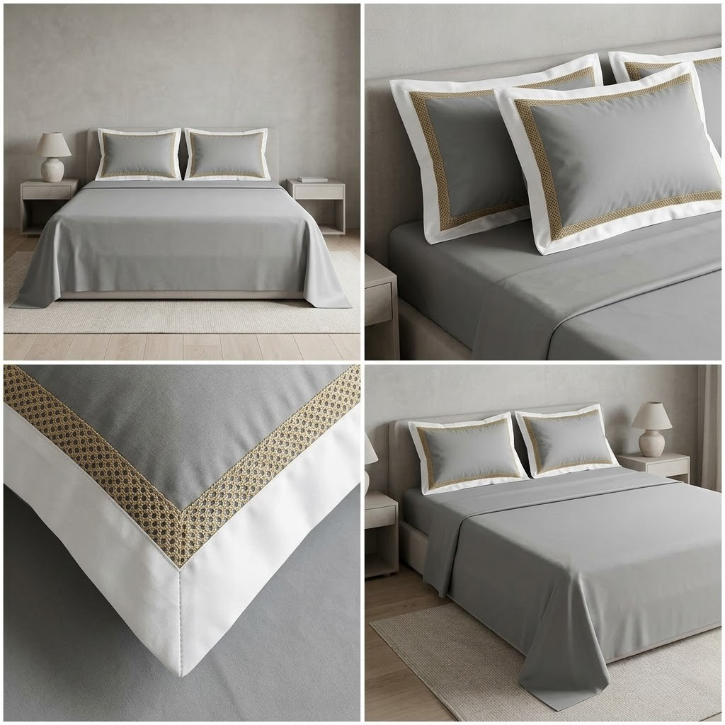 Bamboo Fabric 450 TC King Size Bedsheet with 2 Designer Border Pillow Covers Pure Cotton | Product Code :- 55B135RKEH