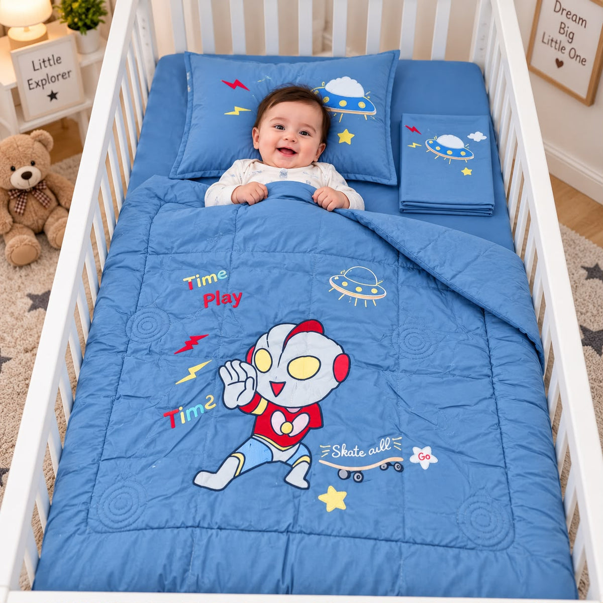 Sweet Dreams 4-Piece Baby Cot Bedding Set Pure Cotton