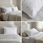 Luxury Embroidered Frill Pillow Cover Pair – Premium Floral Collection