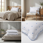 Luxury Embroidered Frill Pillow Cover Pair – Premium Floral Collection