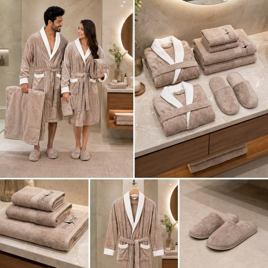 Luxury 8 PCS Couple Bathrobe Set – His & Hers