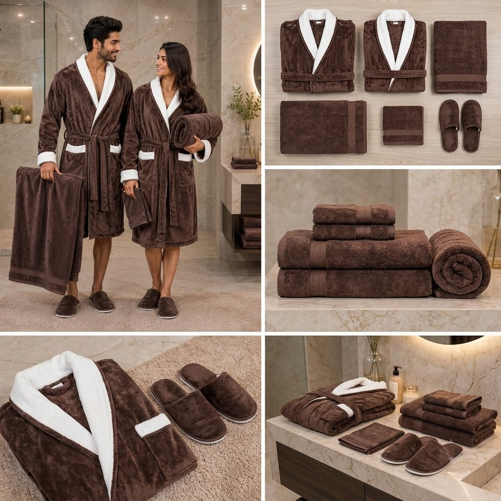 Luxury 8 PCS Couple Bathrobe Set – His & Hers