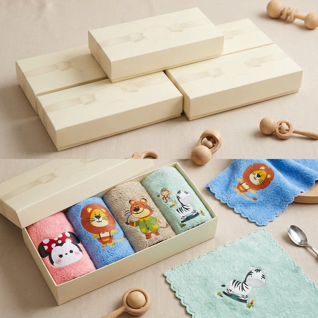 Baby Face Towel Set – 4 Pieces (25 × 25 cm)