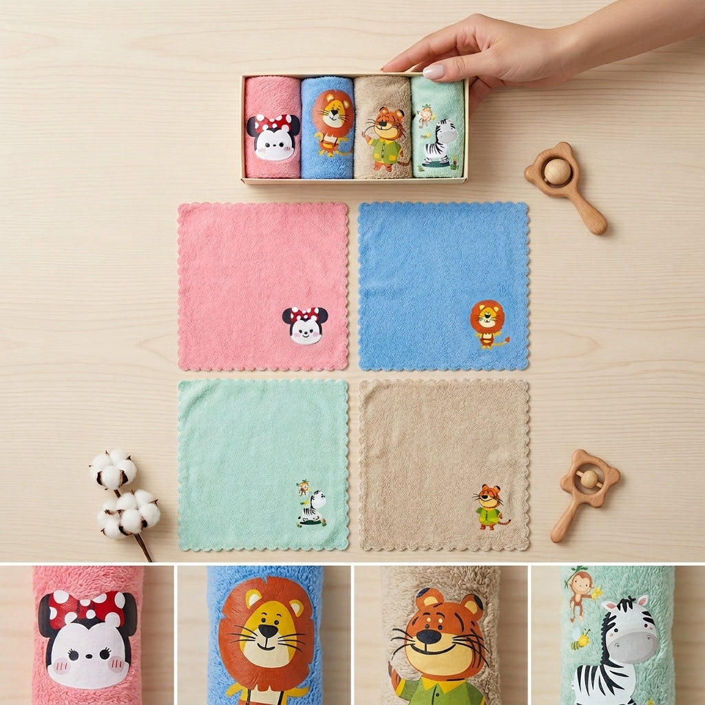 Baby Face Towel Set – 4 Pieces (25 × 25 cm)