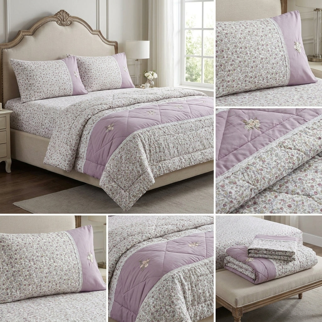 Royal Elegance 4-Piece English Lace Comforter Set – King Size Luxury Bedding