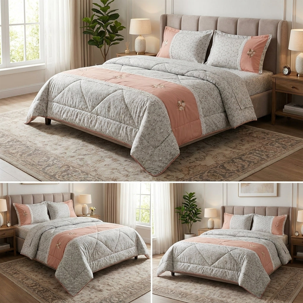 Royal Elegance 4-Piece English Lace Comforter Set – King Size Luxury Bedding