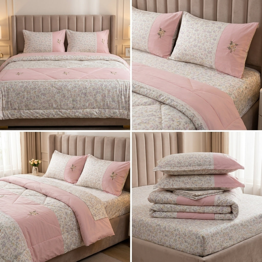 Royal Elegance 4-Piece English Lace Comforter Set – King Size Luxury Bedding