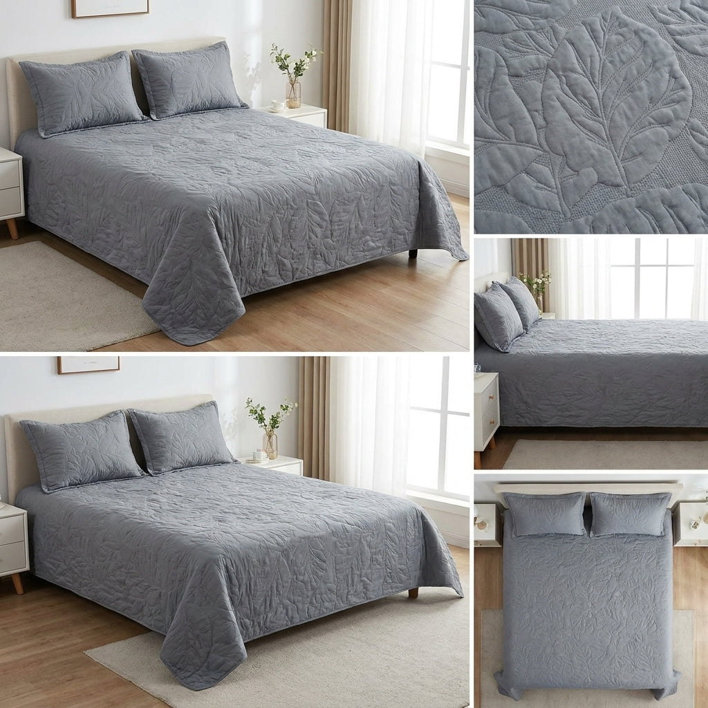 Embossed Quilted Bedcover Set – 3 Piece (King Size 100 × 108 Inches)
