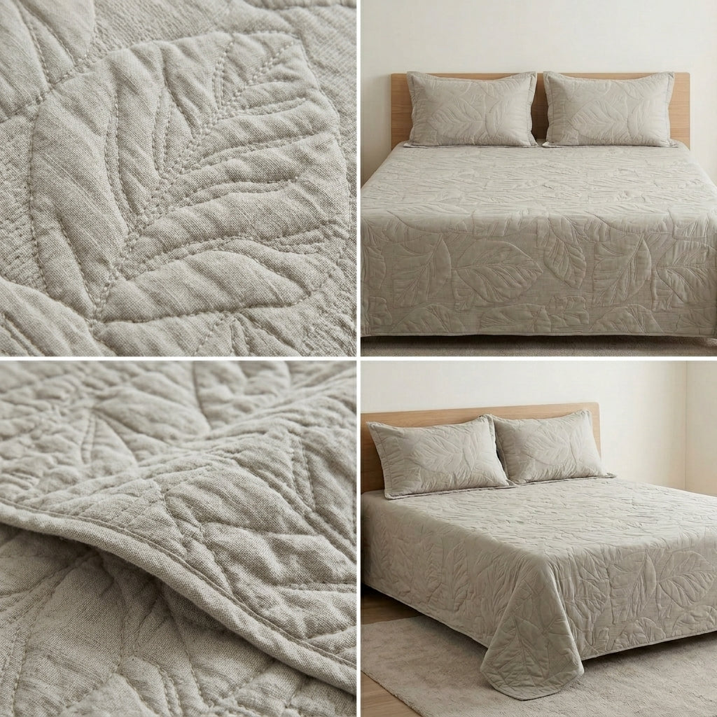 Embossed Quilted Bedcover Set – 3 Piece (King Size 100 × 108 Inches)