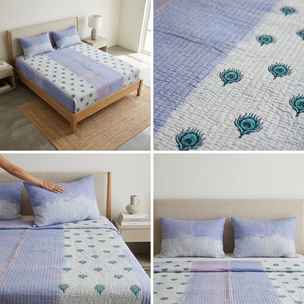 3-Piece Pure Mul Cotton King Size Bedcover Set