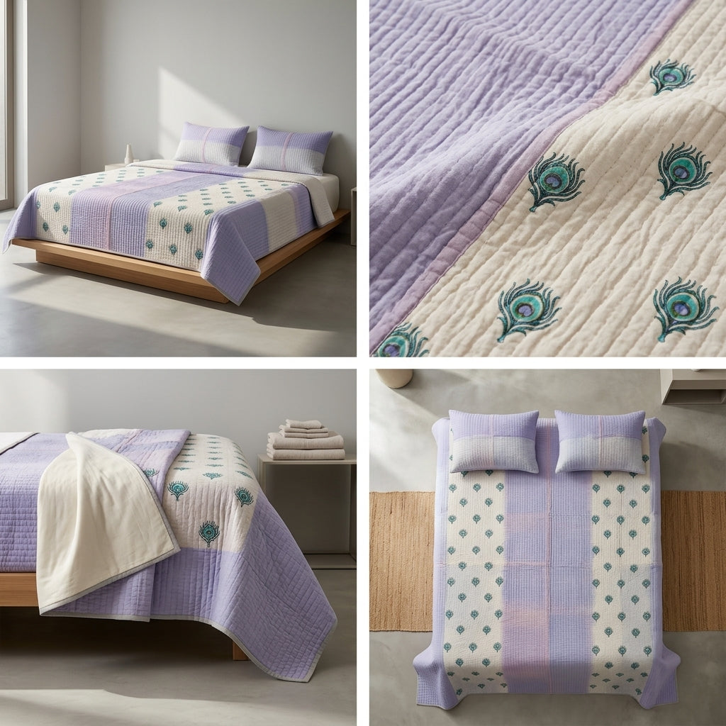 3-Piece Pure Mul Cotton King Size Bedcover Set