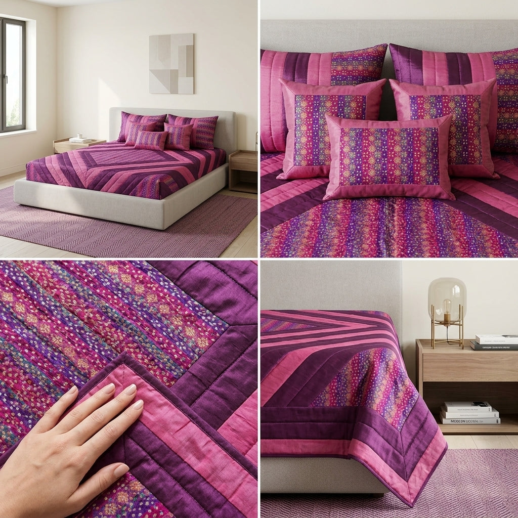 🛏️ 6-Piece Satin Cotton King Size Bedcover Set