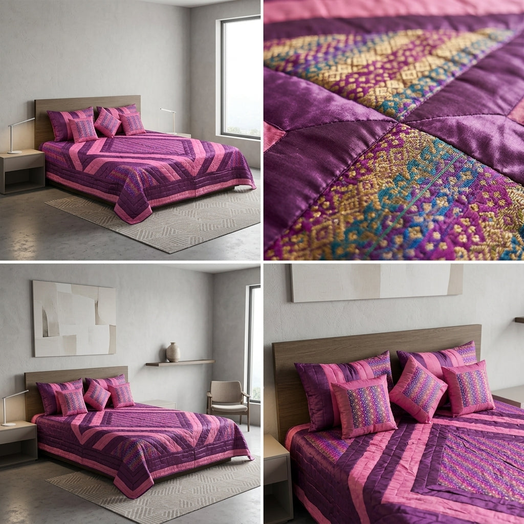 🛏️ 6-Piece Satin Cotton King Size Bedcover Set