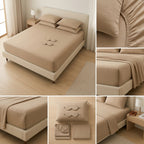 Solid Colour King Size Fitted Bedsheet Set with Eye Mask (108 x 108 inches)