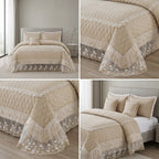 Premium Turkish Luxury 5-Piece Bedcover Set with Transparent Frill
