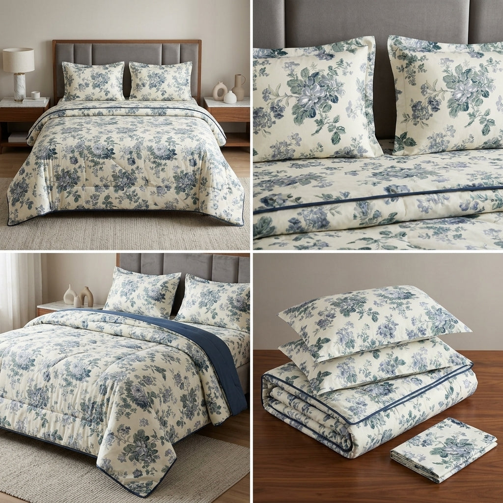 Vintage Floral dohar  Set with Bedsheet & Pillow Covers