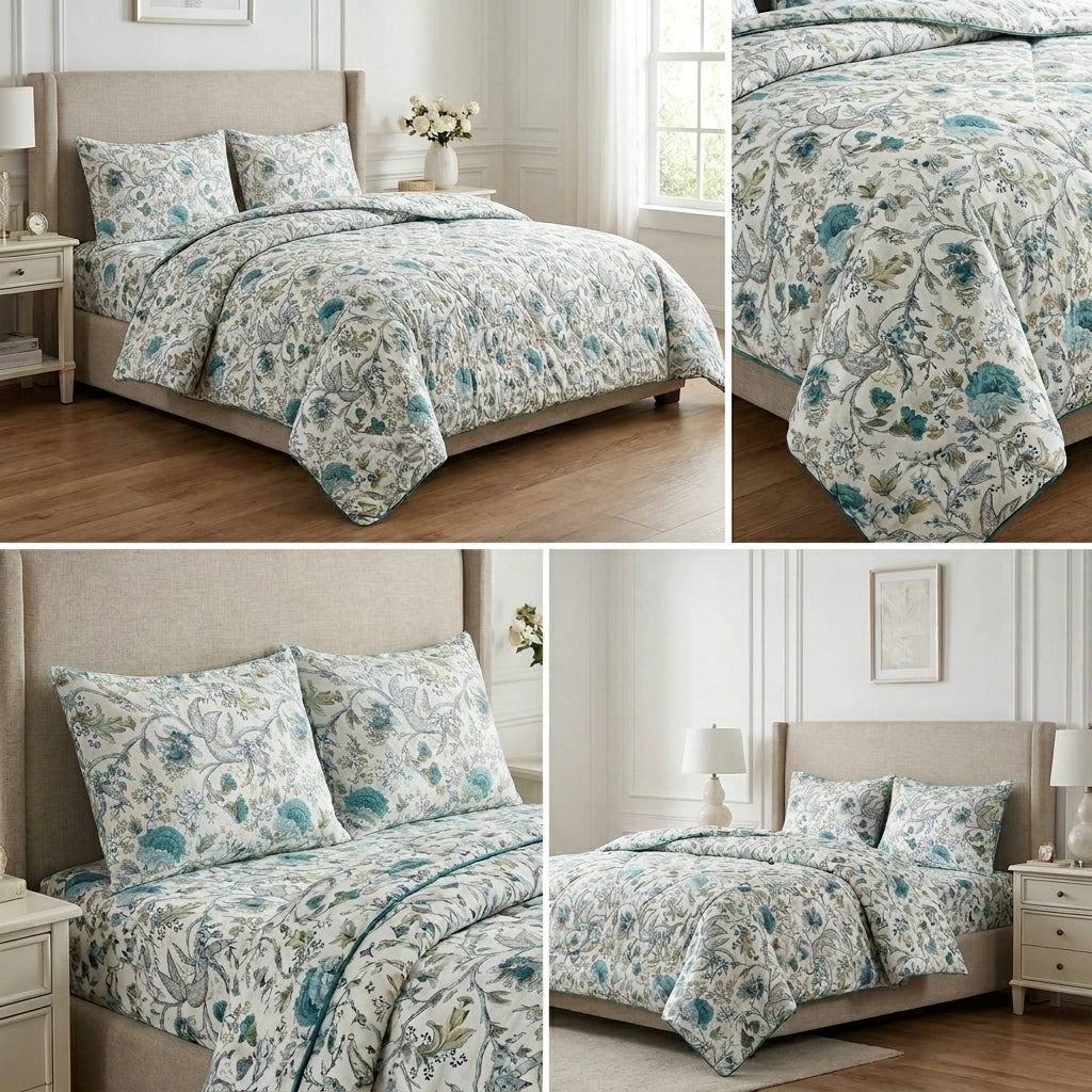 Vintage Floral dohar  Set with Bedsheet & Pillow Covers