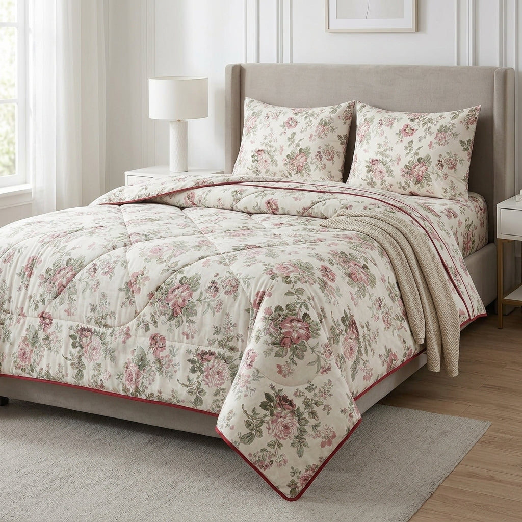 Vintage Floral dohar  Set with Bedsheet & Pillow Covers