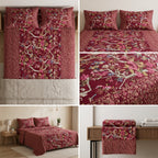 Ajrakh Pure Cotton King Size Bedsheet Set (108 x 108 Inches)