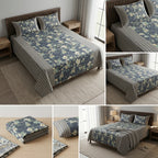 Ajrakh Pure Cotton King Size Bedsheet Set (108 x 108 Inches)