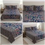 Ajrakh Pure Cotton King Size Bedsheet Set (108 x 108 Inches)