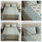 Ajrakh Pure Cotton King Size Bedsheet Set (108 x 108 Inches)