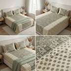 Ajrakh Pure Cotton King Size Bedsheet Set (108 x 108 Inches)