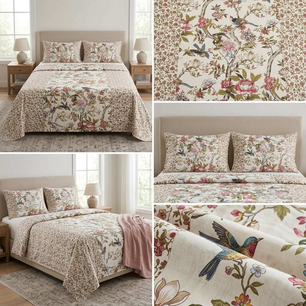 Ajrakh Pure Cotton King Size Bedsheet Set (108 x 108 Inches)