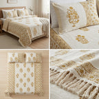 ✨ Pure Khadi Tassels Bedcover – King Size (108 × 108 Inches) ✨