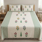 ✨ Pure Khadi Tassels Bedcover – King Size (108 × 108 Inches) ✨