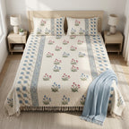 ✨ Pure Khadi Tassels Bedcover – King Size (108 × 108 Inches) ✨