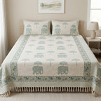 ✨ Pure Khadi Tassels Bedcover – King Size (108 × 108 Inches) ✨