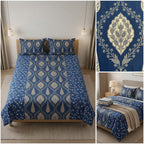 Ajrakh Pure Cotton King Size Bedsheet Set (108 x 108 Inches) Product Code :- 55B129RKEH