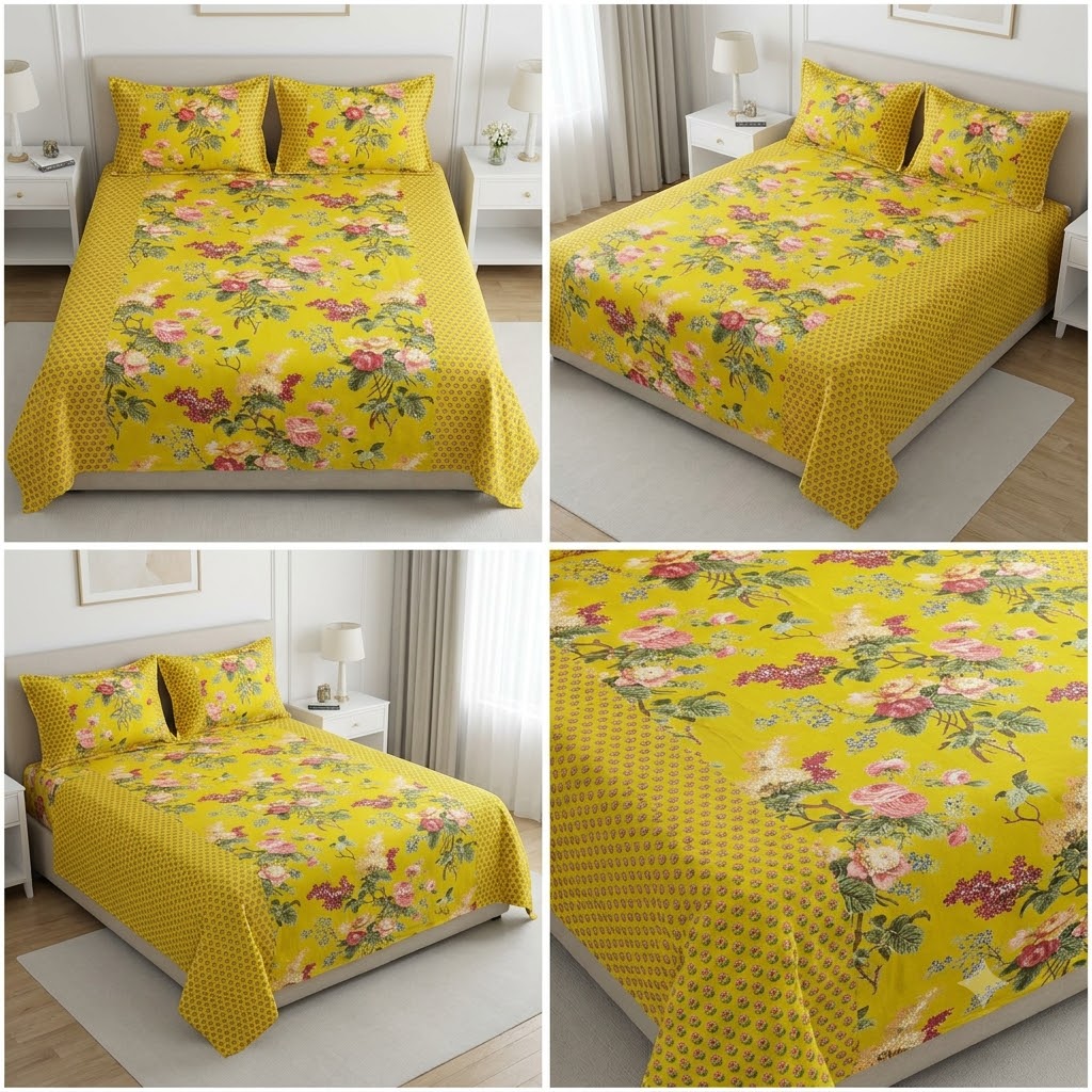 Ajrakh Pure Cotton King Size Bedsheet Set (108 x 108 Inches) Product Code :- 55B129RKEH